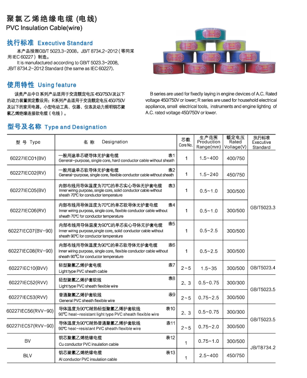 浙江聚氯乙烯绝缘电缆电线